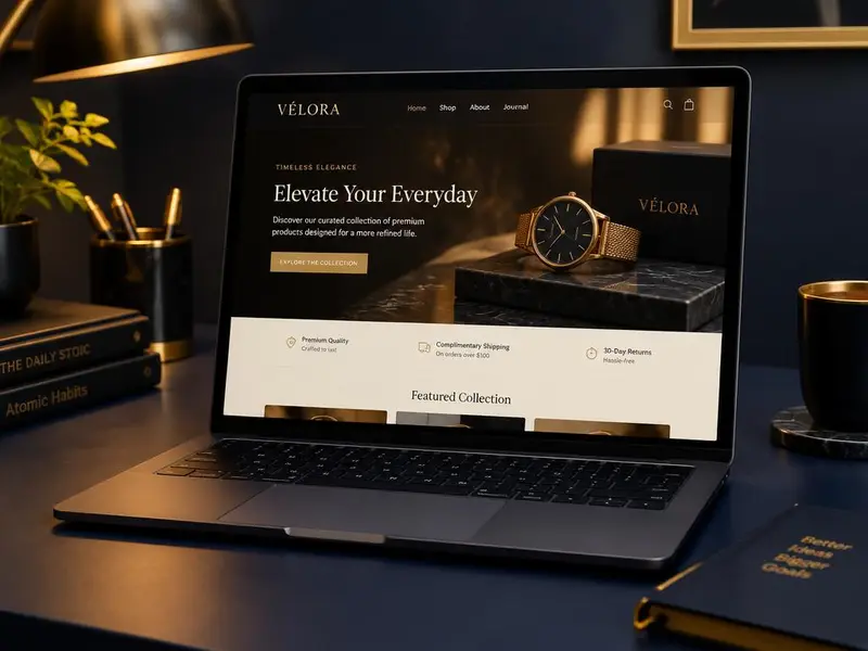 Laptop showing a premium business website